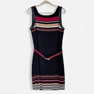 WHITE HOUSE BLACK MARKET Elegant Black and Red Striped Dress